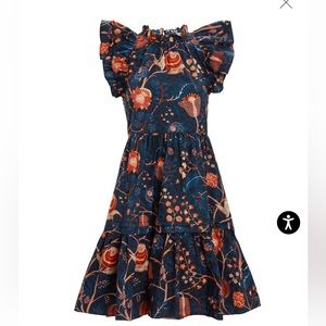 ULLA JOHNSON Eden Floral Poplin Mini Dress SZ 2